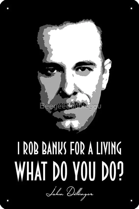 John Dillinger Художественная печать металлическая фотография мужская пещера стена 8x12