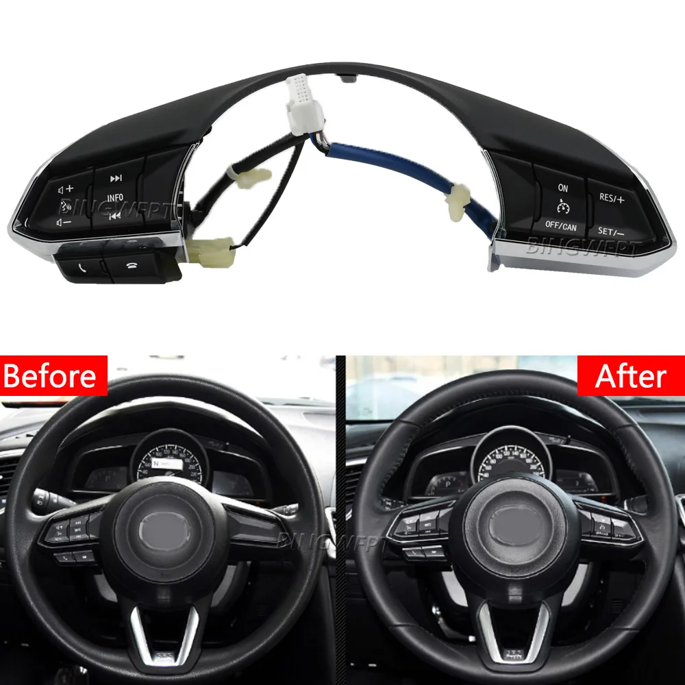 Кнопка на руле для Mazda 3 Atenza CX4 2018-2020, для Mazda Axela CX5 2017-2020, регулировка громкости, кнопка управления круиз-контролем (art.: 3920dbde62706) - 3920dbde62706