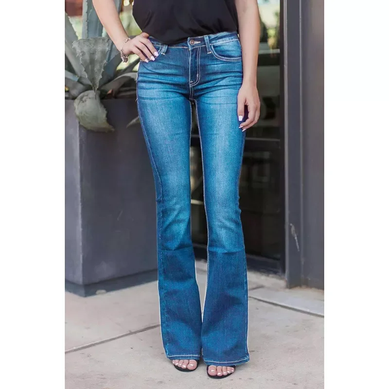 

2023New Fashion Slim High Waist Fitted Denim Trousers Vintage Flare Jeans Sexy Stretch Jeans Female Classic Jeggings Pencil Pant
