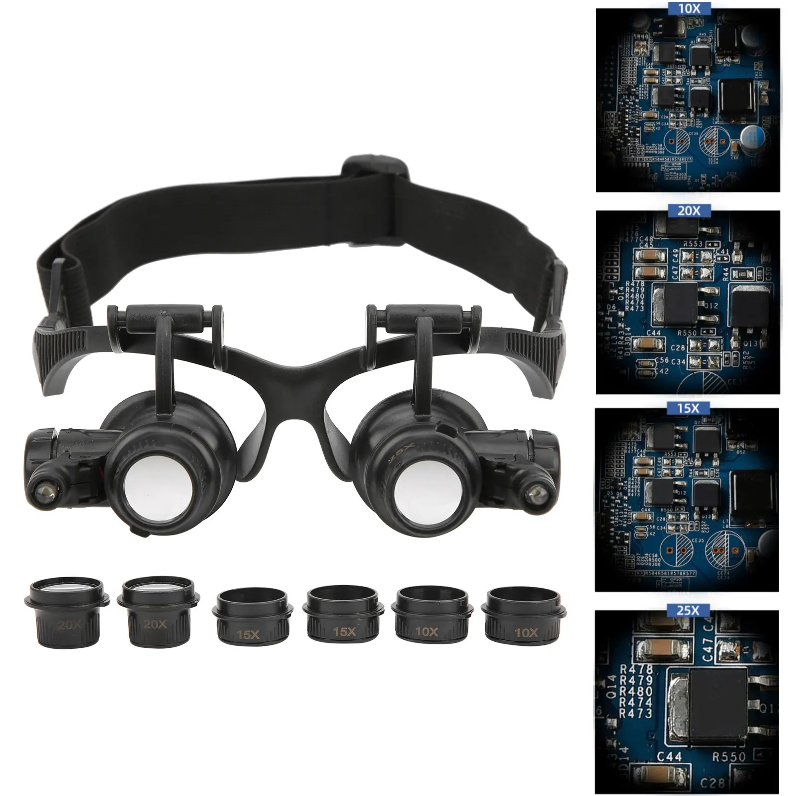 

Бинокулярная лупа с подсветкой 8 линз