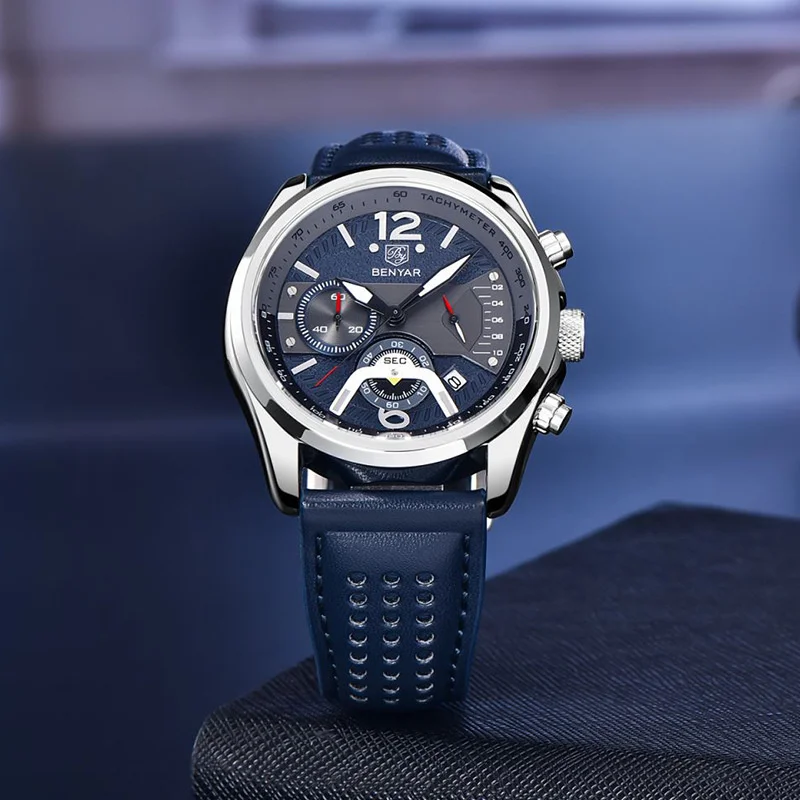 

Швейцарский роскошный бренд, новинка, функциональные модные спортивные мужские кварцевые часы с календарем на все время BY-5171