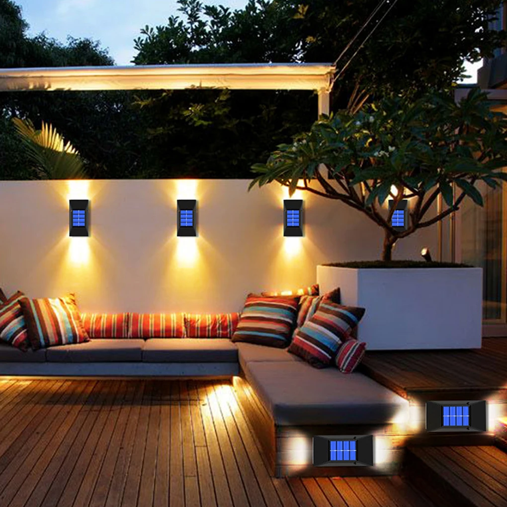 

2 Pieces Road Lighting Solar Light Fence UP Down Waterproof Handy Installation Long-lasting Courtyard Decorative Lamp Warm