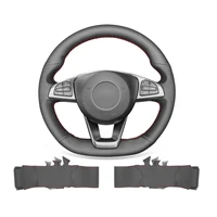 diy hand stitched soft non slip black leather steering wheel cover for benz w205 c117 x156