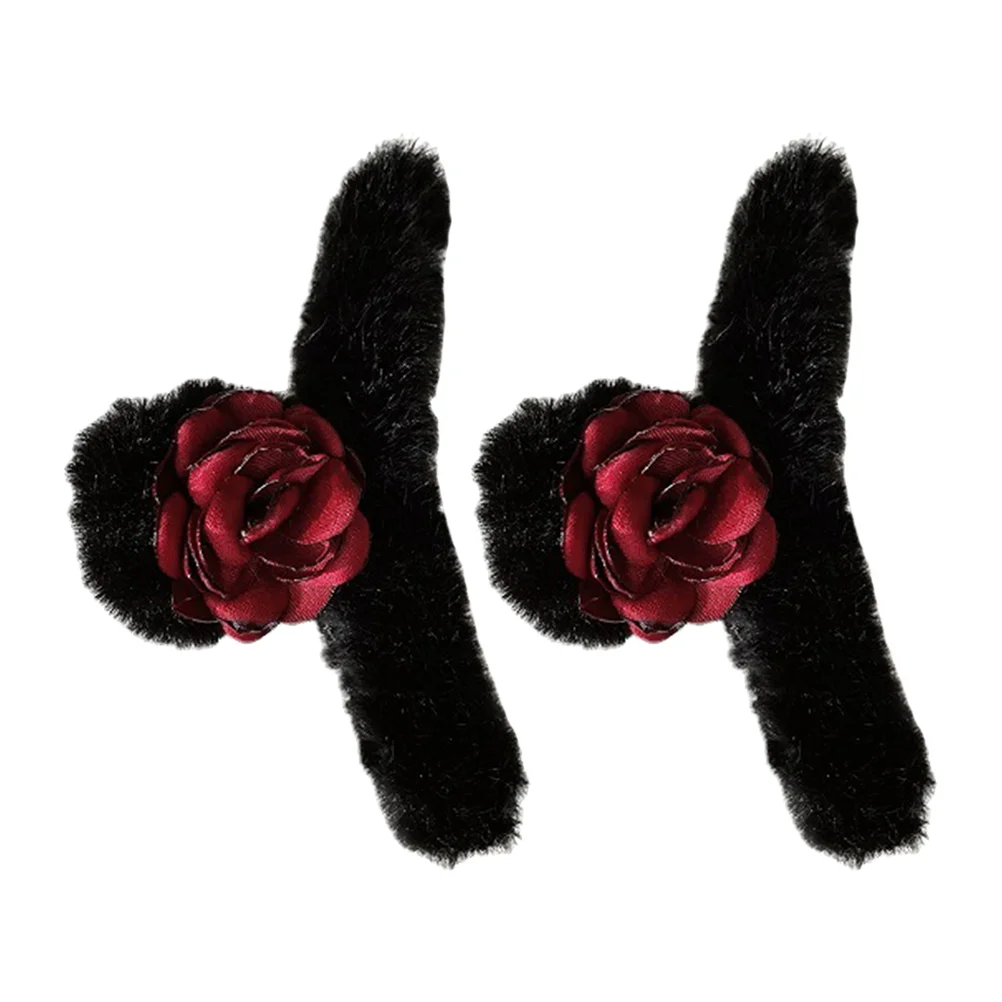 

2pcs Plush Hair Jaw Clips Rose Hair Shark Clamps Hair Claws Hair Accessories