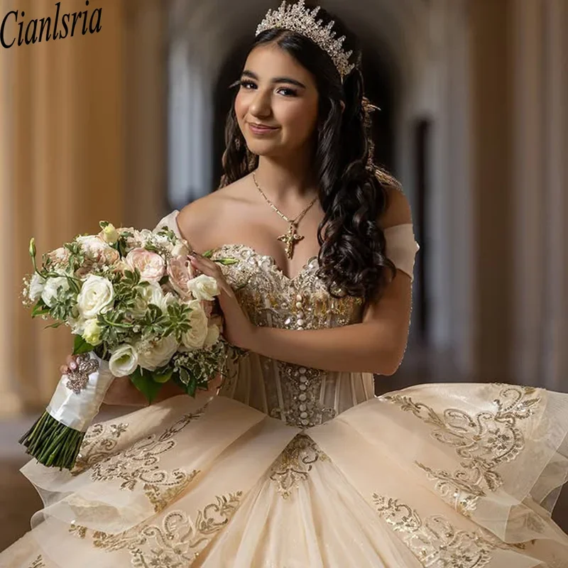 Фото Роскошное платье Quinceanera, бальное платье 2025 года, милое платье принцессы для детей 15, 16 лет, платья с 3D цветами, 15 Anos №3