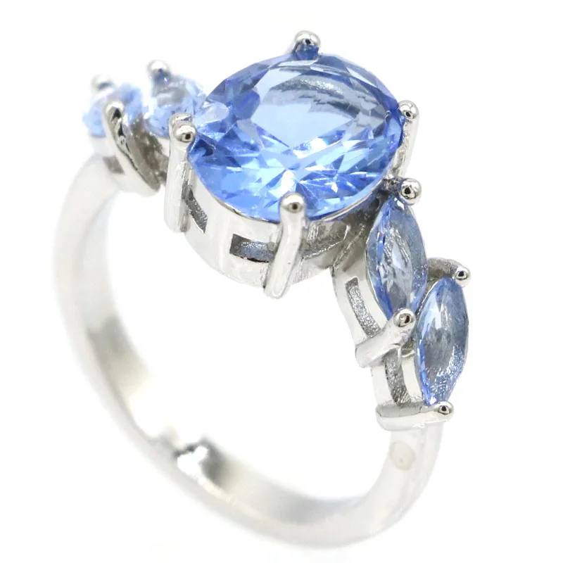 

925 SOLID STERLING SILVER Ring 4g Multi Color Violet Tanzanite Golden Citrine Raspberry Rhodolite Garnet For Females Engagement