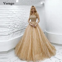 verngo glitter tulle lace prom dresses jewel neck sparkly princess party evening gowns dubai formal party dress robe de mariage