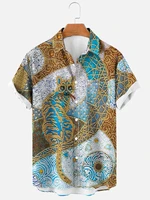 molilulu mens fashion vintage clothing cat art casual hawaiian shirt
