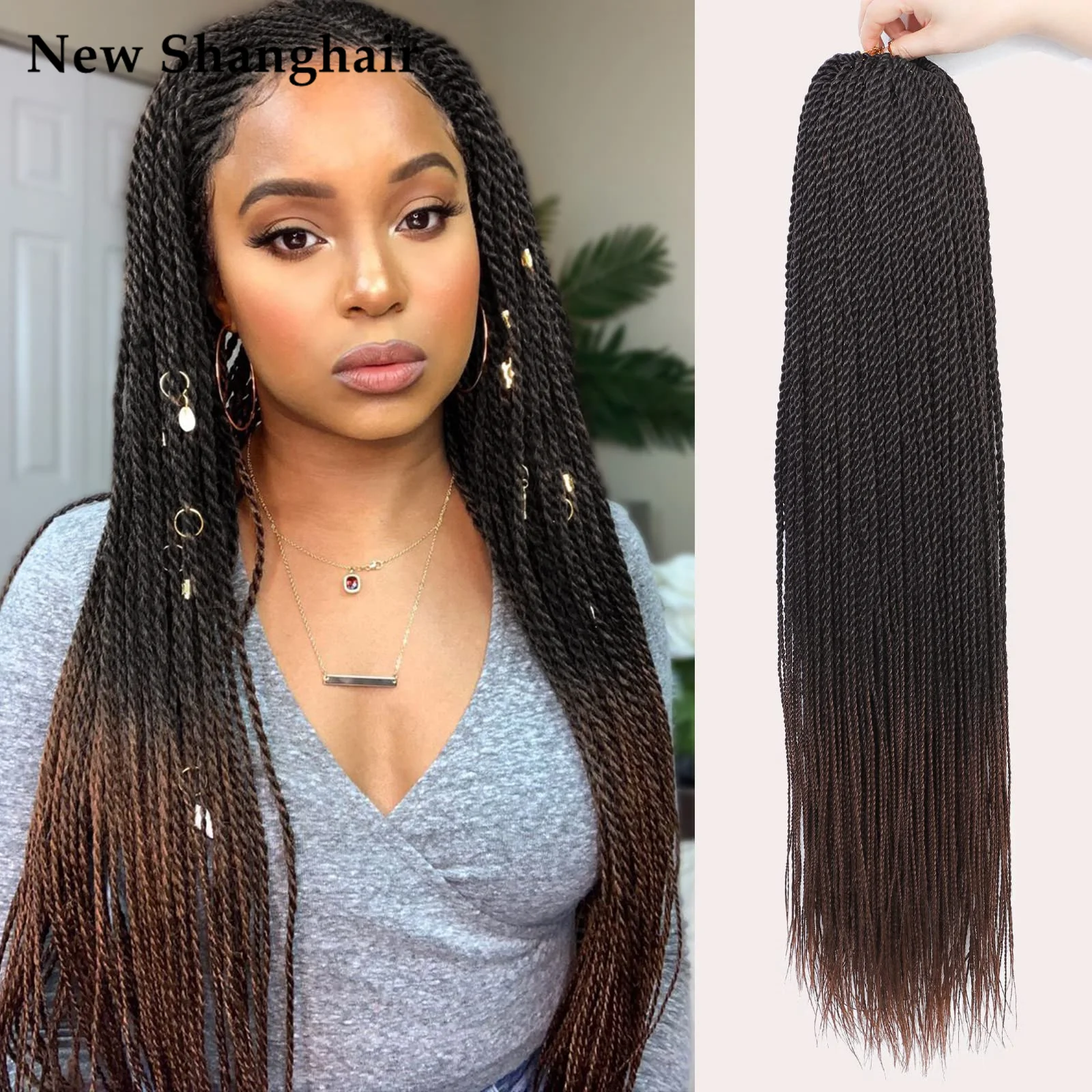 

Senegalese Twist Hair 22 Inch Braids Crochet Hair 30 Strands/Pack Crochet Twist Pre-Lopped Small Crochet Hair for Women NS23