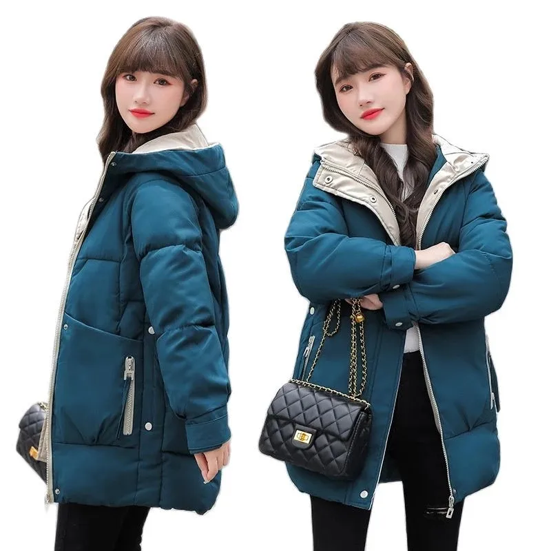 

2021 New Women Coat Winter Jacket Parkas Hooded Warm Thick Overcoat Jacket Fashion Female Cotton Padded Parka Coats Outwear