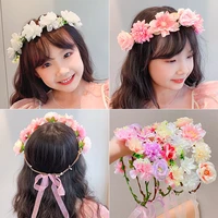 new fashion flower crown child girls wedding party hair accessories bridal flower headbands ornament for women wreath headdress