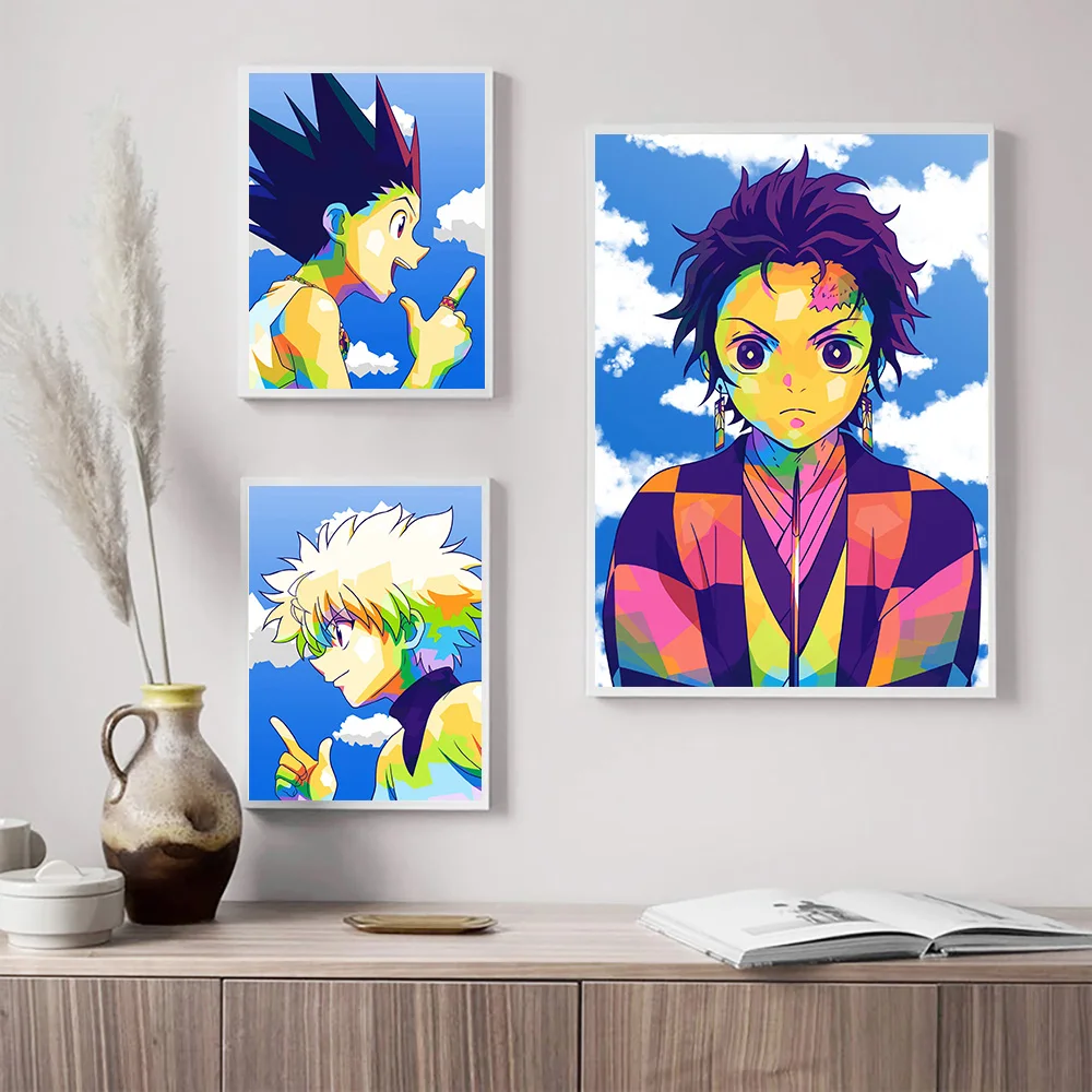 

Abstract Style Pop Anime Poster Hunter X Hunter Pictures Canvas Painting Printable Demon Slayer Wall Art Bedroom Home Decoration