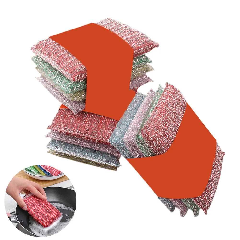 

4pcs Wiper Restaurant Dish Cloth Bathroom Bowl Wash Kitchen Home Reusable Cleaning Non Scratch Sponge Scrub Towel Random Color