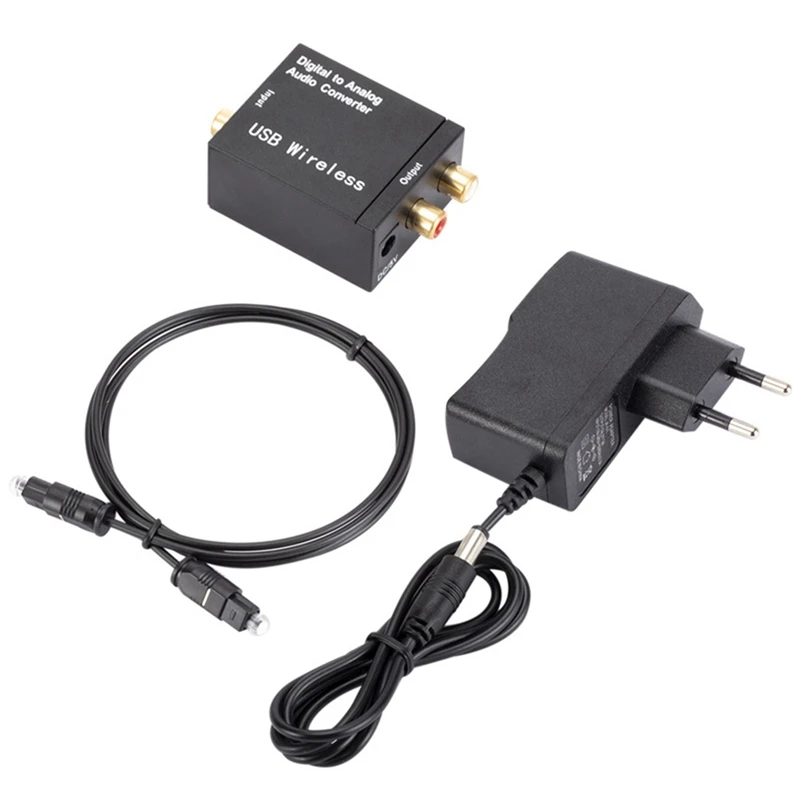 

1Set Support Bluetooth Optical Fiber Coaxial To RCA R/L Audio Decoder SPDIF DAC Black EU Plug