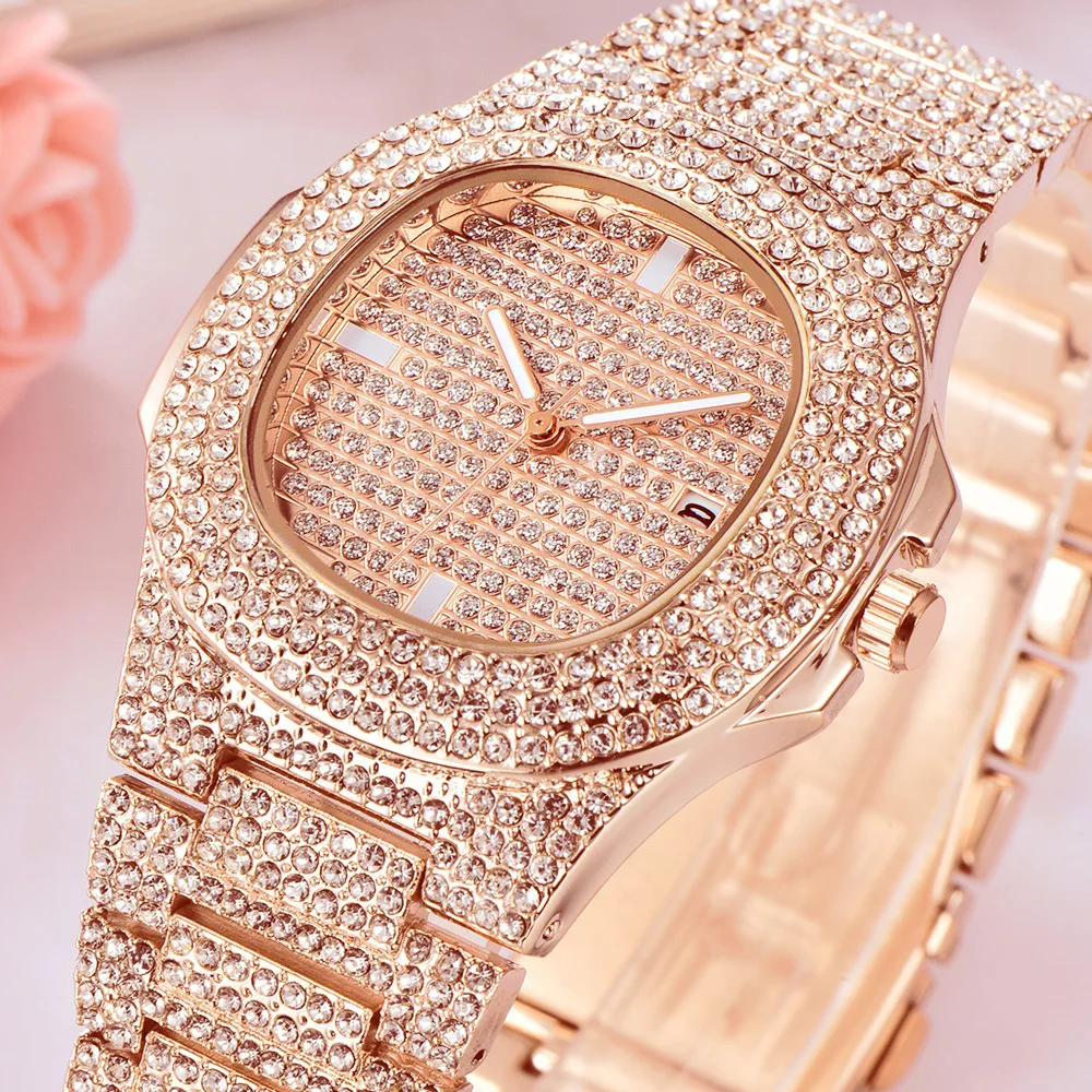 

Rol Quartz Iced Watch for Men Women Top Brand Luxury Male Watches Clock Full Diamond Unisex GOLG Big Dial Sports Hip Hop Jewelry