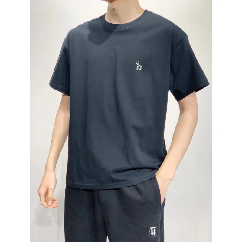 HAZZYS New Summer Fashion Men and Women's T-shirt Gradient Solid Color T-shirt Casual Loose Harajuku Trendy Versatile T-shirt