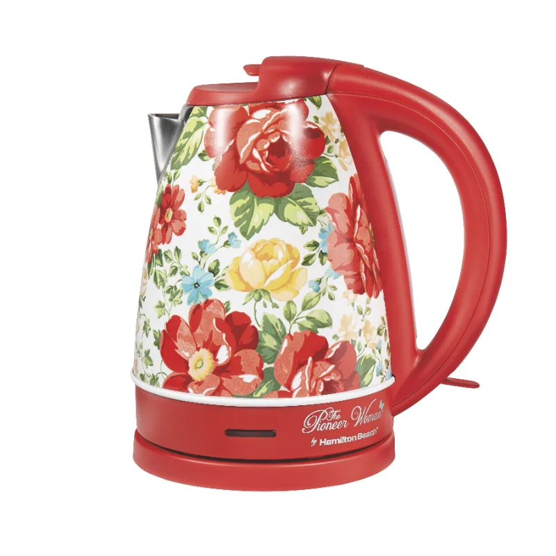 

Женский винтажный цветочный Электрический чайник Pioneer, красный, 1,7 л