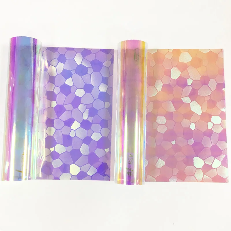 

Holographic Iridescent Transparent TPU Film Vinyl Cartoon Embossing Faux Leather Fabric for Handbag Bow Decor DIY Craft Material