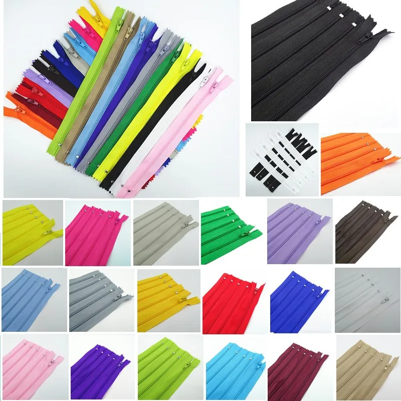 

10Pcs 30-60Cm (12Inch-24 Inch) Nylon Coil Zippers Suitable For Clothing (20 Colors)