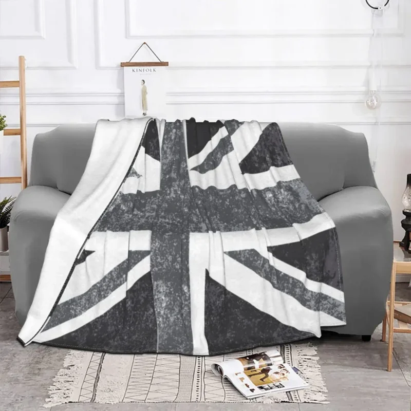 

Union Vintage Grayscale United Kingdom Flag Flannel Print Uk Multifunction Soft Throw Blankets For Bed Car Bedspread