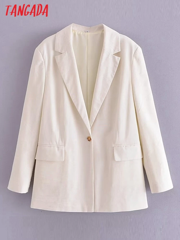 

Tangada Women 2022 Fashion Solid Blazer Coat Vintage Long Sleeve Female Office Lady Work Suit 5D208