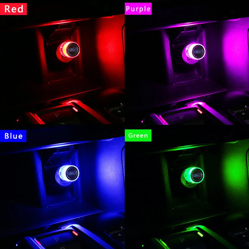 

1Pc Car Mini USB LED Atmosphere Lights Decorative Lamp For Ford Focus Fiesta Mondeo Explorer Mustang Ecosport Escape Escort Edge