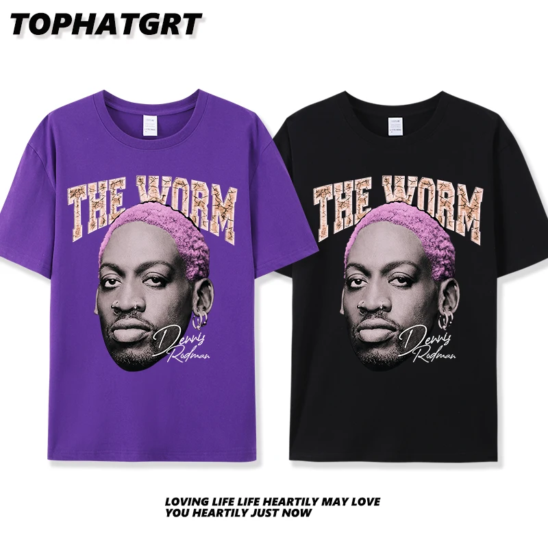 

Dennis Rodman Lettering Printed T Shirt for Men 100% Cotton Casual Short Sleeve Unisex Classic T-shirts Women Summer Clothing