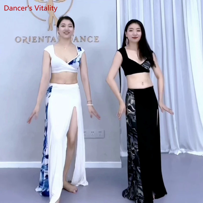 

Belly Dance Practice Clothes Set for Women Belly Dancing Modal Short Sleeves Top+long Skirt 2pcs Female Oriental Dance Outfit