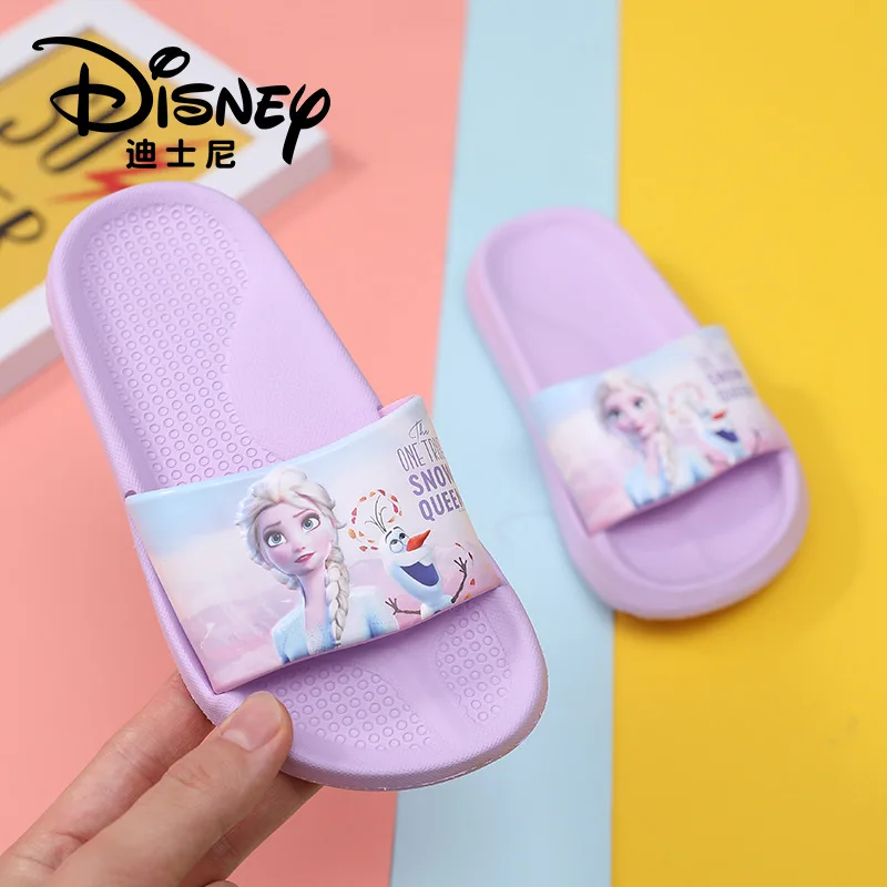 

Summer New Disney Elsa Princess Shoes Non-slip Bathroom Home Parent-child Girls Wear EVA Sandals And Slippers Outside