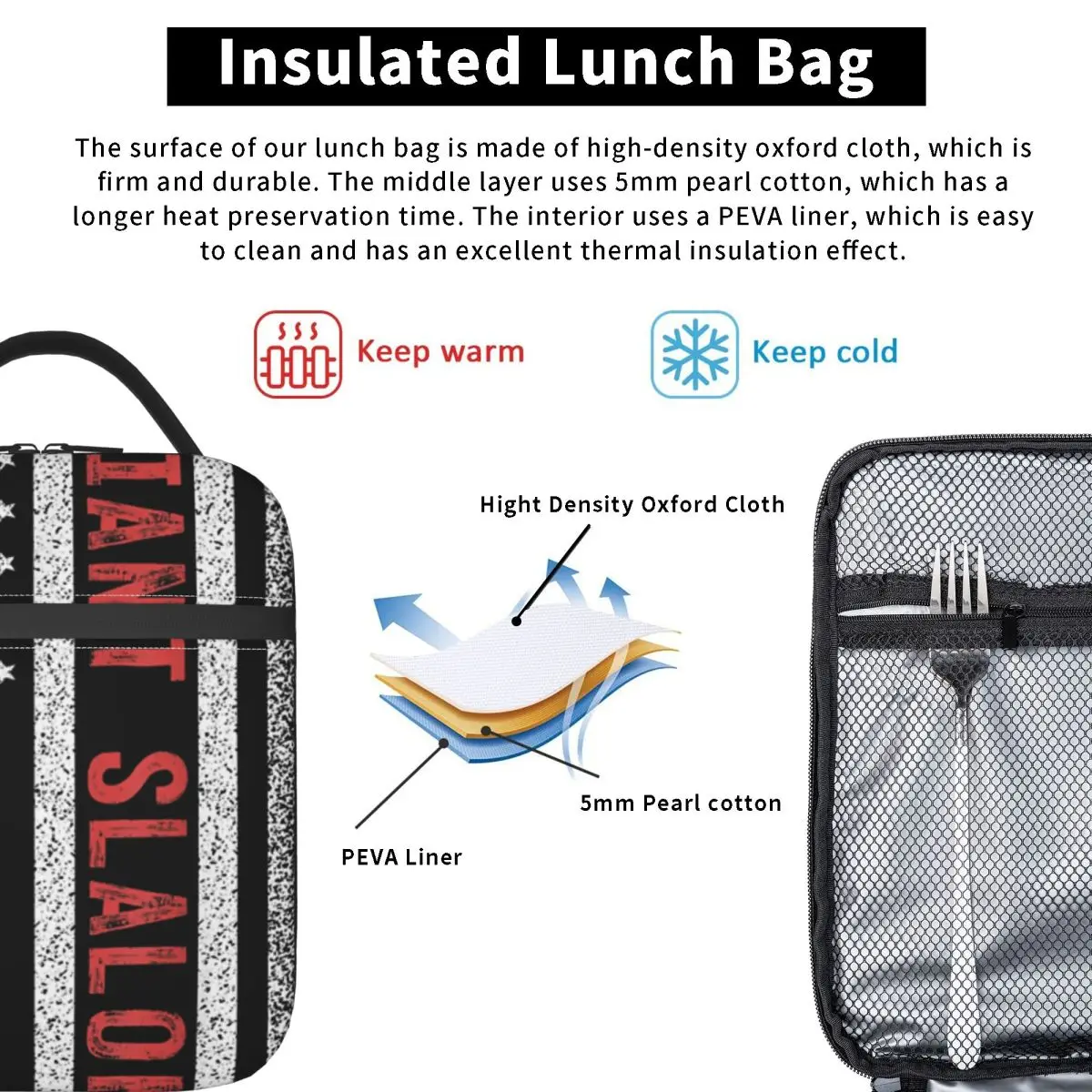 Гигантский слаломский американский флаг 4 июля Gs Skier One Lunchbag