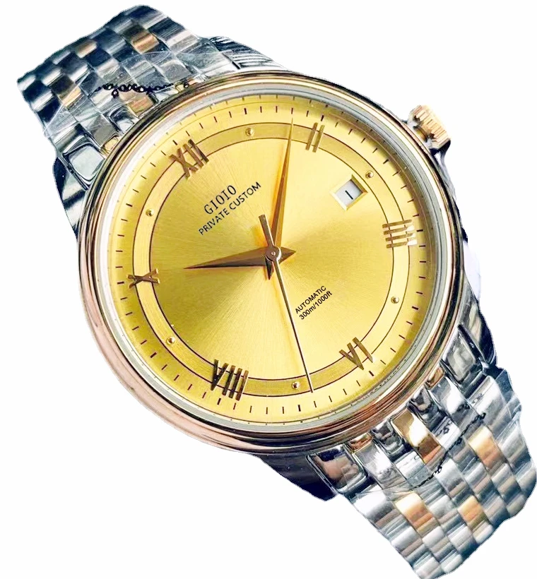 

Automatic Mechanical Mens Watch Black Blue Gold Leather White Rome