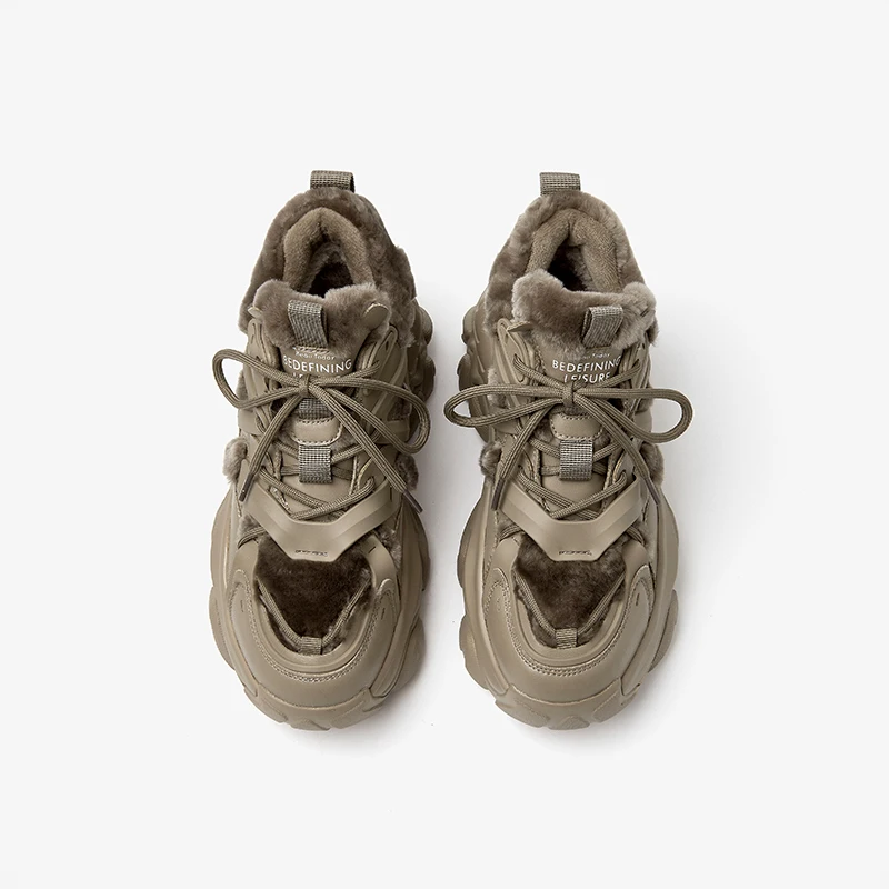 BeauToday/Женская обувь на массивном каблуке Однотонные теплые ветрозащитные