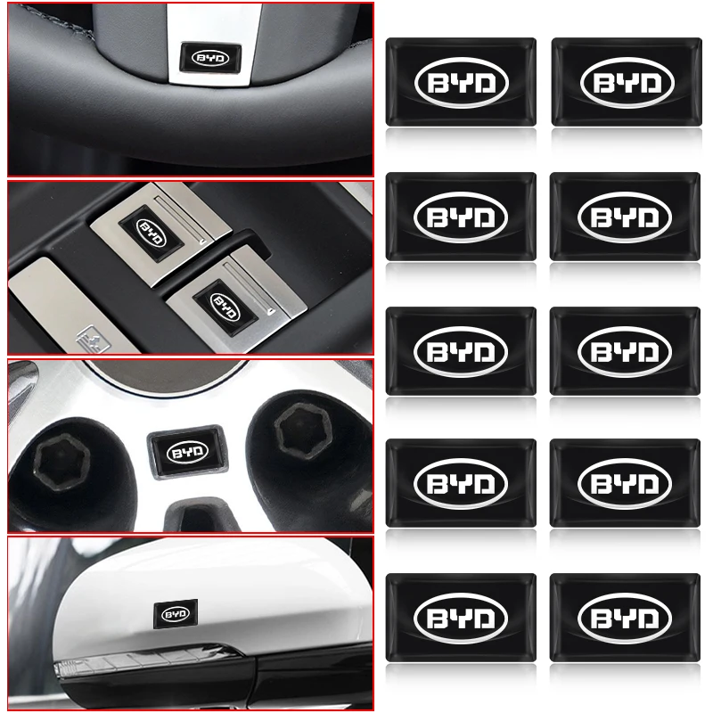 

10pcs Car Logo UV Decorative Stickers for BYD M6 G3 G5 T3 13 F3 F0 S6 S7 E5 E6 Car Accessories Decoration Goods