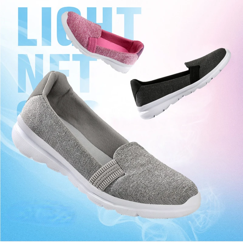 Summer New Women Flats Casual Shoes Soft Sole Lazy Shoes Slip-On Comfortable Breathable Walking Shoes Cushioning Durable