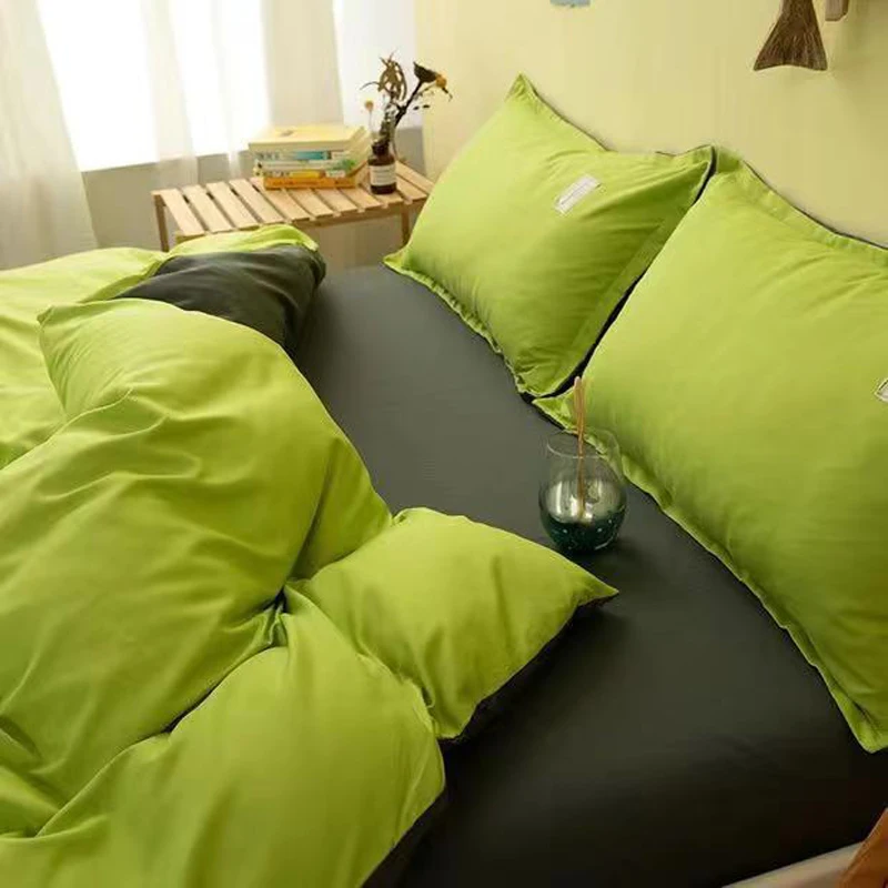 Домашний текстиль однотонный минималистичный зеленый серый пододеяльник