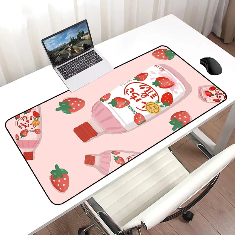 

Mousepad Gamer Strawberry Milk Non-slip Mat Computer Accessories Xxl Mouse Pad Gaming Keyboard Deskmat Mausepad Mats Pc Cabinet
