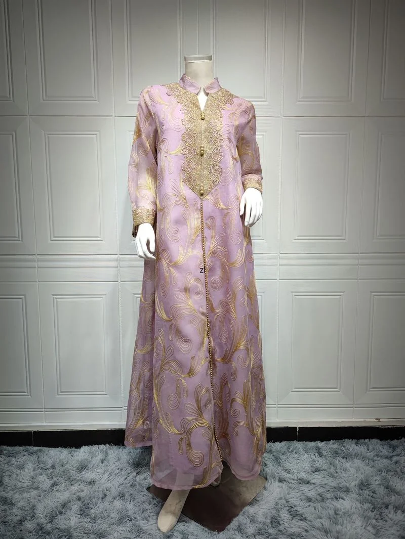Ramadan Embroidery Abayas for Women Dubai 2022 Luxury Muslim Party Maxi Dress Caftan Marocain Evening Gown Turkey Islam Clothing