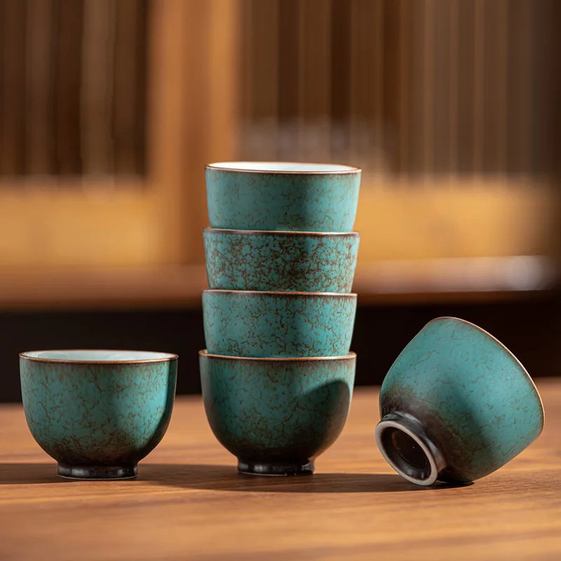 Cup Vintage Ceramic Small Cup Crackle Glaze Green Retro Tea Cup Kung Fu Porcelana Chinesa Cups And Mugs