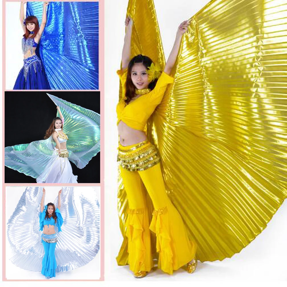 

Belly Dance Wings Women Isis Wings Belly Dancing Angle Wings Gold Silver for Adult Girls 10Colors (No Sticks) Bellydance costume