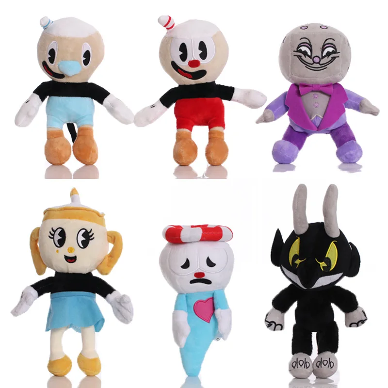 

25 см Аниме игра Cuphead Kawaii красный синий Mugman Мягкая Плюшевая Кукла игрушки мультяшный персонаж для рождественского подарка