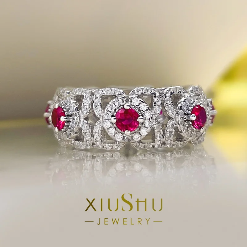 

Искусственный голубь Кровь Рубин Роу бриллиантовое кольцо указательный палец Ретро дворец 925 серебро сеть красный популярный большой бренд 078