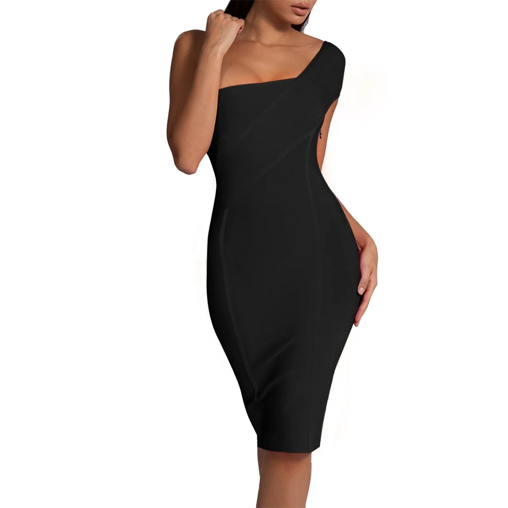 

Bandage Dress for Women 2021 Summer Neon Green Bandage Dress Summer Women One Shoulder Sexy Club Party Dress