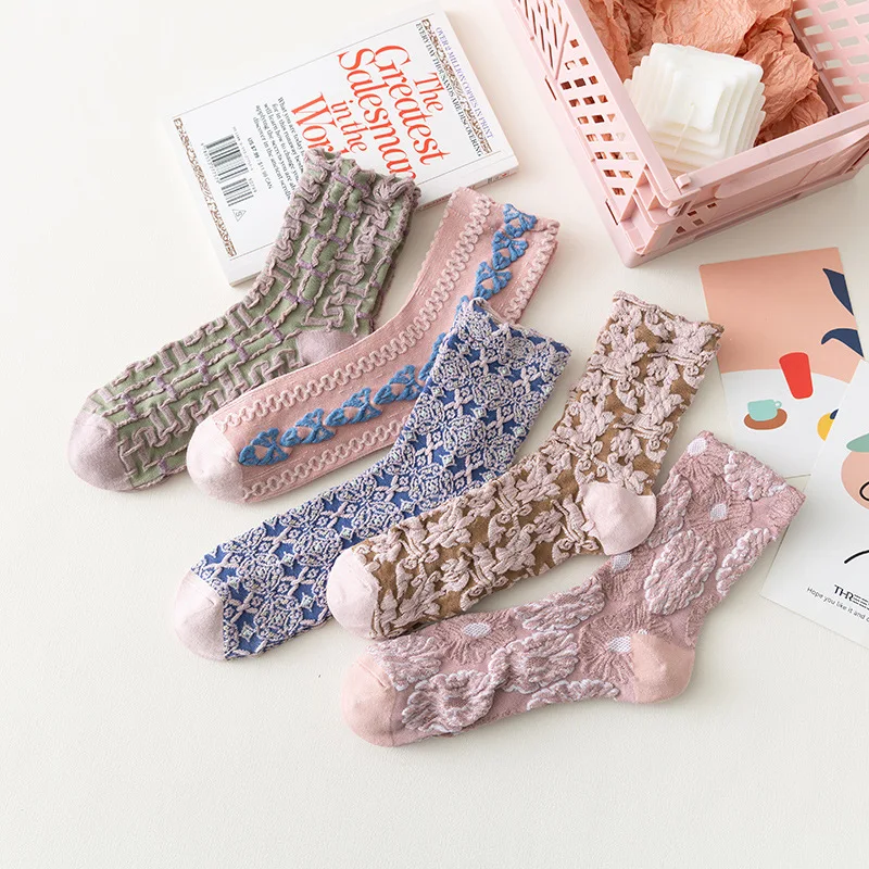 

Fashion New Woman Socks High Quality Cotton Kawaii Cute Long Socks Ethnic Japanese Style Harajuku Retro Crew Socks Autumn Winter