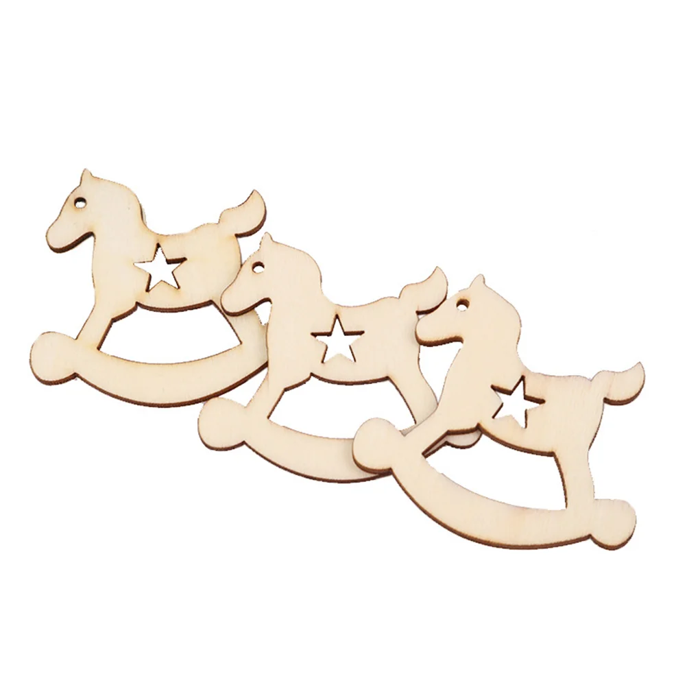 

Wood Hanging Slices Christmas Wooden Horse Patterned Chrismas Diy Pendant Decoration Cutoutsrope Small Ornamentsornament Tree