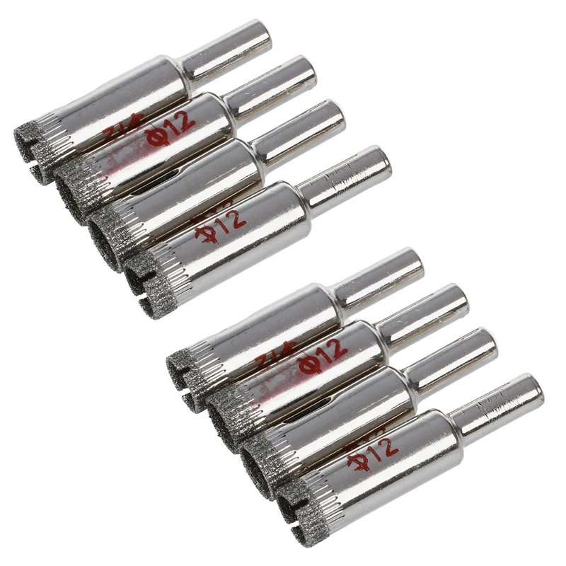 

8 Pcs 12Mm Dia Diamond Coated Drill Bit Marble Tile Glass Hole Saw Cutter Tool