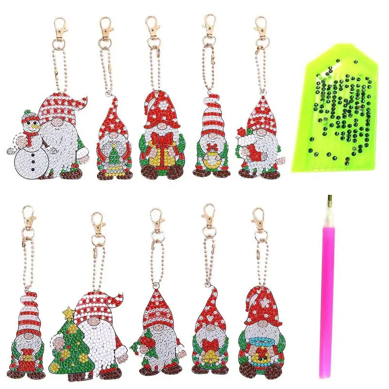 

10 шт., алмазные брелки для ключей