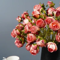 fake withered flower 3pcs focal edge roses branch valentines day present decoration pastoral fire roasted roses home supply