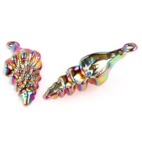 5pcslot rainbow color half shell conch sea waves ocean beach alloy pendant metal charms for necklace making jewelry wholesale