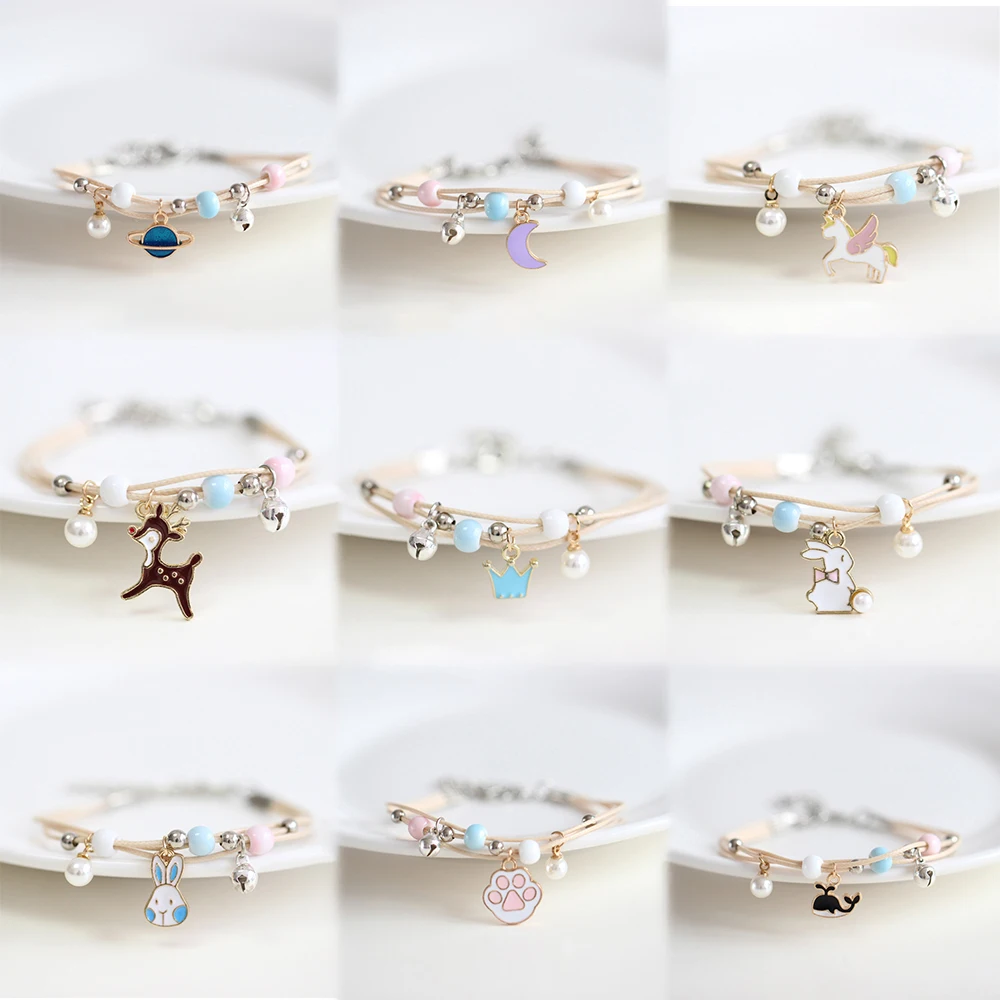 

Ceramic Beaded Bracelet Personality Creative Metal Dripping Oil Pendant Banckles Jewelry Accessories Romantic Style Gifts