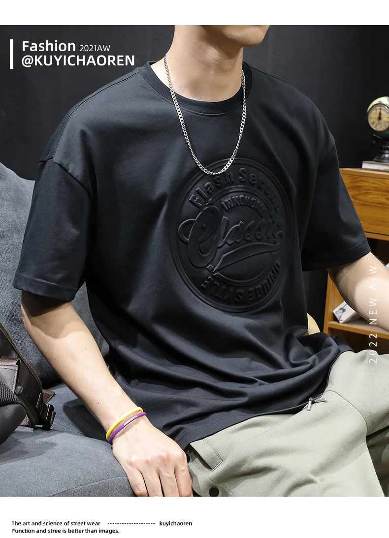

M0250 Short-sleeved t-shirt men's three-dimensional printing plus size men's ins tide brand men's cotton t-shirt